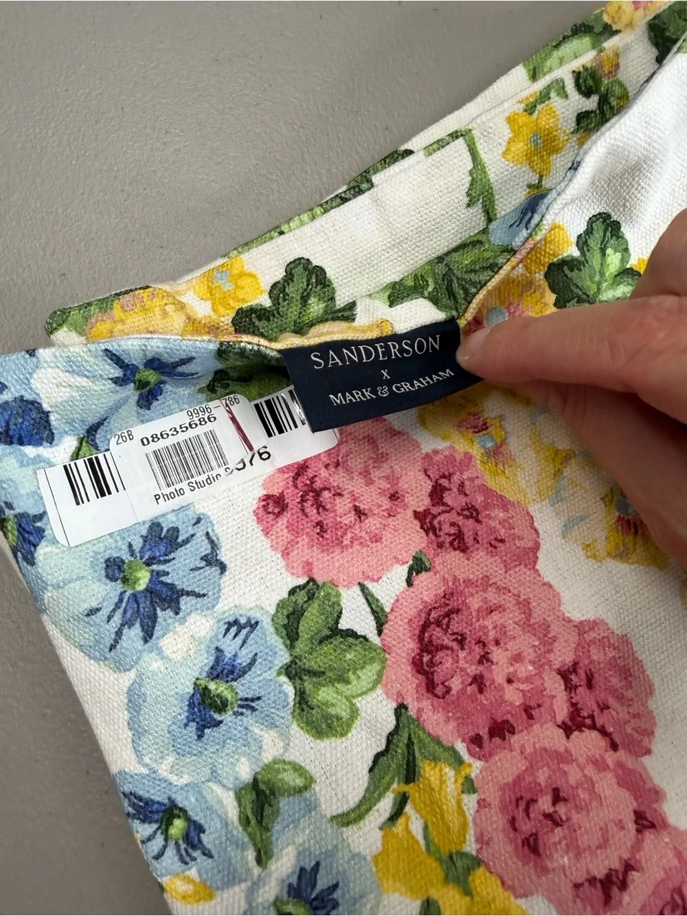 Sanderson x Mark & Graham Floral Lumbar Pillow Cover Pink Yellow Blue